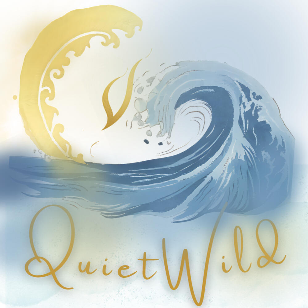 QuietWild logo – created by Mari Kuljus Hand-painted QuietWild logo with watercolour wash and organic script